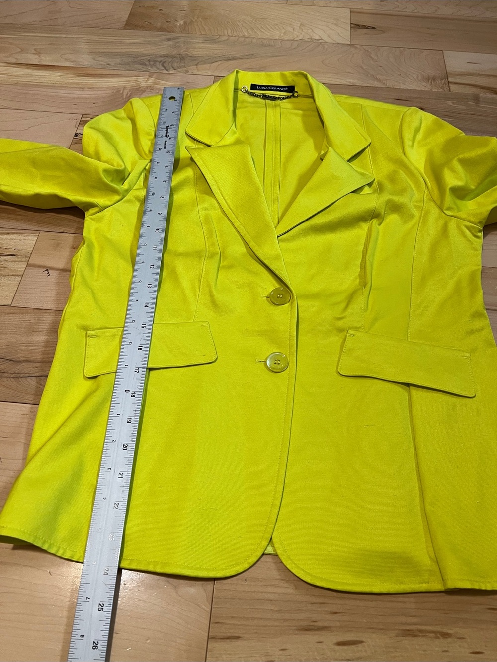Luisa Cerano Bright Neon Yellow Women's Blazer Jacket - Picture 5 of 11